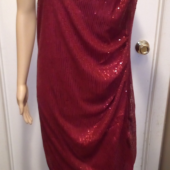 Grace Karen Red Wine Rusched Sequin Off Shoulder Cocktail Dress - Size 2XL - Picture 4 of 11